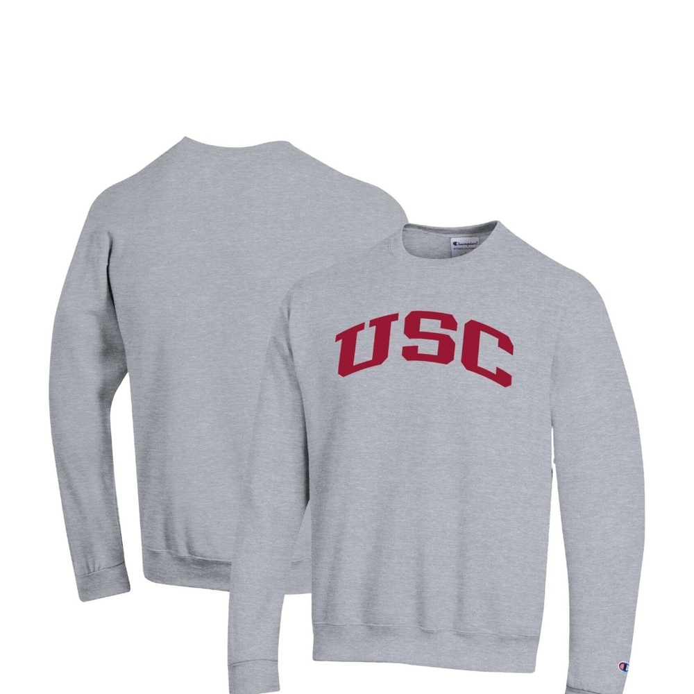 Champion Gray and Red Crewneck Sweater